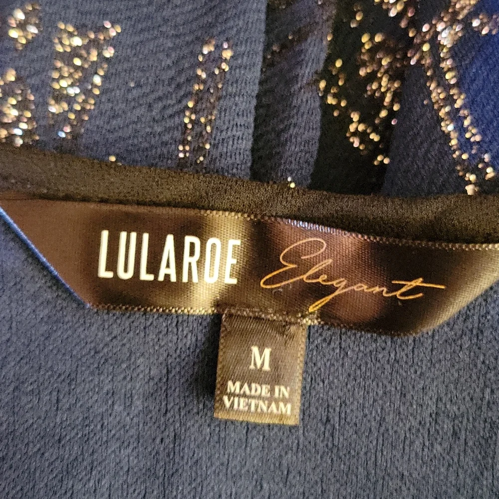 LuLaRoe Elegant royal blue stretch jacket silver sparkle open front Medium New …